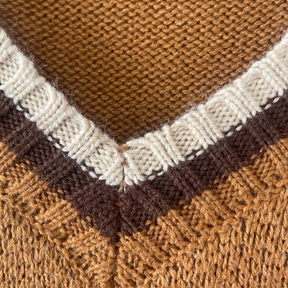Say What? Brown and Cream Argyle V-Neck Sweater Vest - Picture 6 of 6
